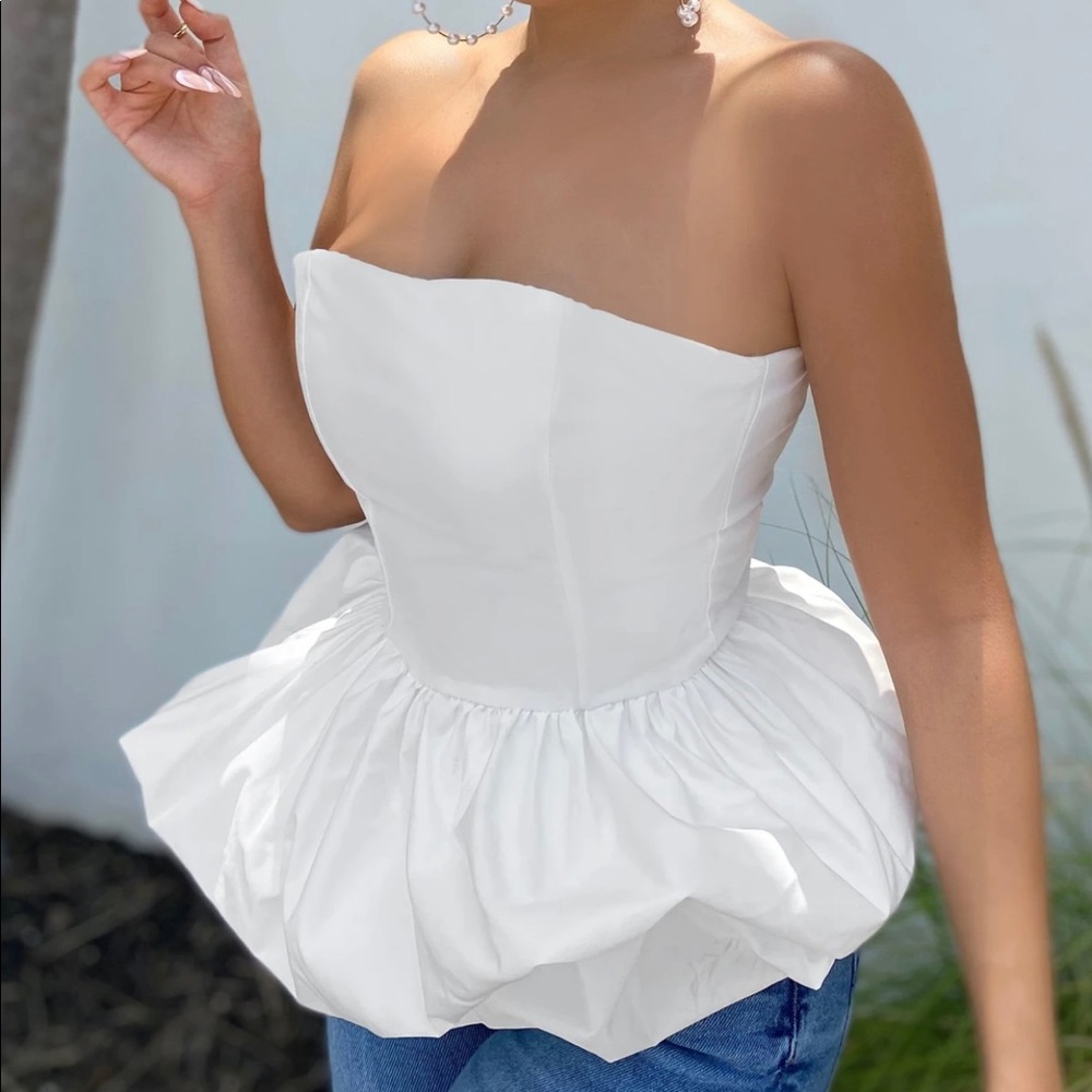 Strapless Peplum Top